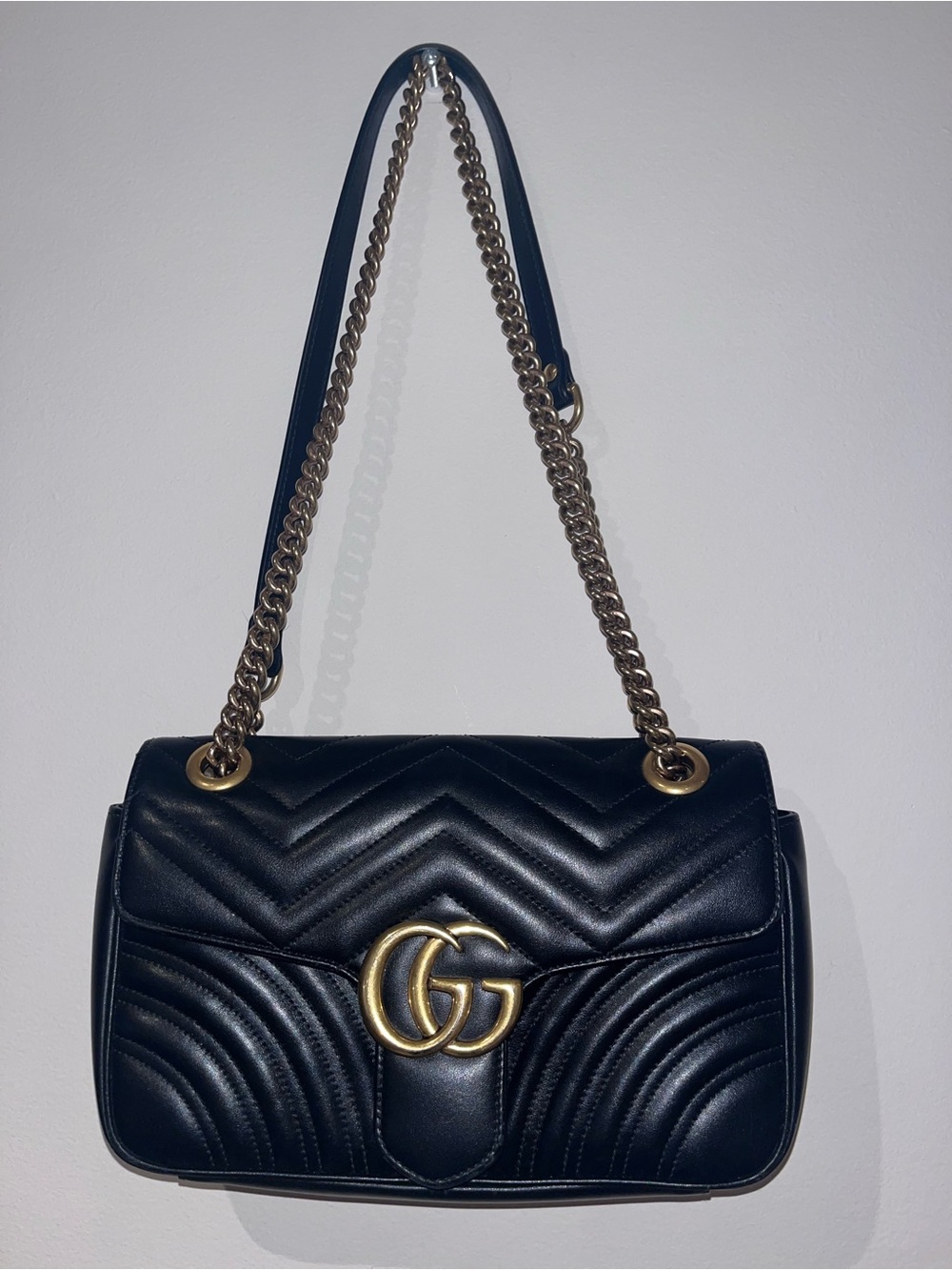 Gucci GG Marmont Black Quilted Shoulder Bag with Gold Hardware